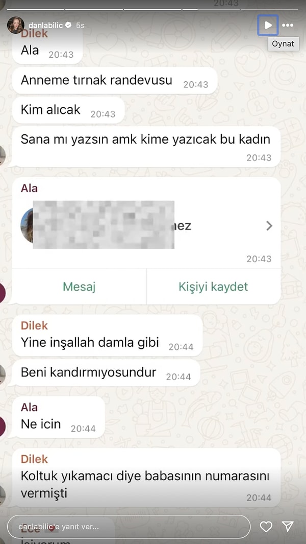 Danla Bilic'in fake attığı hikaye kahkaha attırdı.