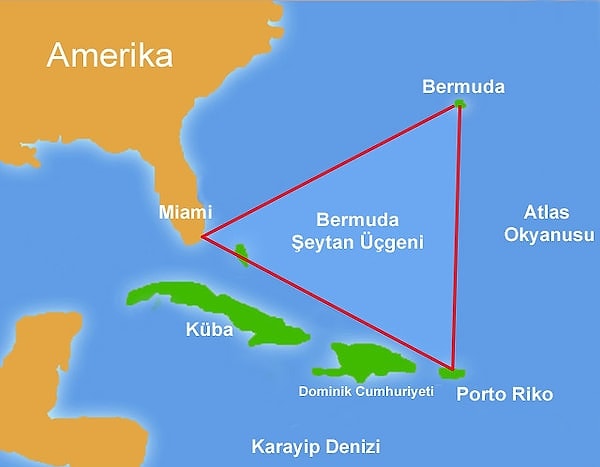 Sargasso Denizi'nin gizemli şöhretine bir ayrıntı daha eklemek gerekirse, güney batısında Bermuda Üçgeni'nin bulunması.