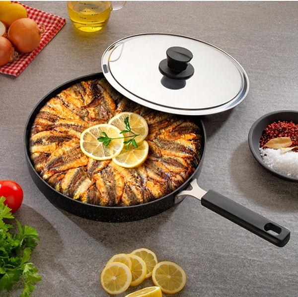 6. Schafer Fish Pan Kapaklı Balık Tavası 32 cm-2 Parça