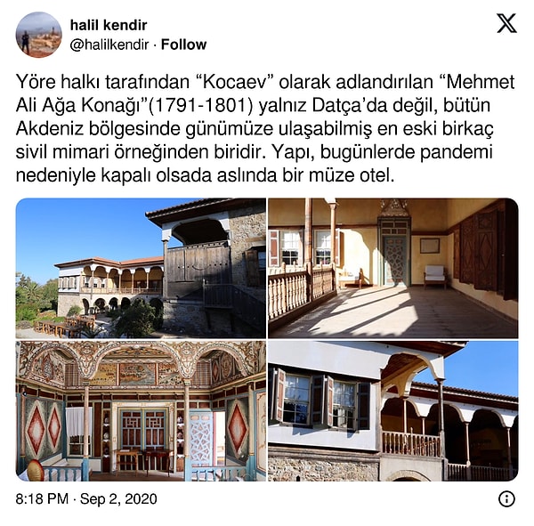 Mehmet Ali Ağa Konağı'nı tekrar gündeme getiren kullanıcı konağın mimarisinin ne kadar etkileyici olduğunu bizlere hatırlattı.