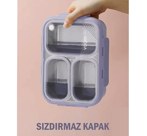 9. Vagonlife Lunch Box 620 ml Tek Kat Üç Bölmeli Metal Kaşıklı Yeni Nesil Sefer TASI-FFLBOX7097