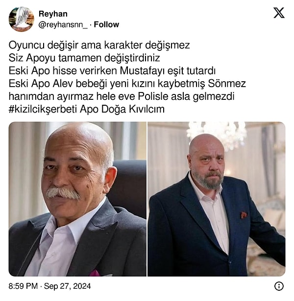 Twitter’da ‘@reyhansnn_’ isimli kullanıcı Abdullah Ünal karakterinin tamamiyle değiştirildiğini söyleyerek tepki gösterdi.