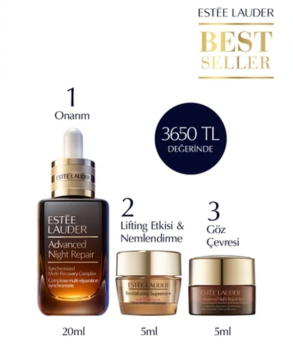 2. Estee Lauder Advanced Night Repair Serum 20ML + Göz Kremi 5ml + Revitalizing Supreme Krem 5ml Cilt Bakım Seti