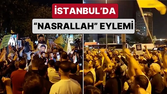 İstanbul'da Bir Grup Hizbullah Lideri Nasrallah'ın Öldürülmesi Üzerine İsrail Konsolosluğu Önünde Eylem Yaptı