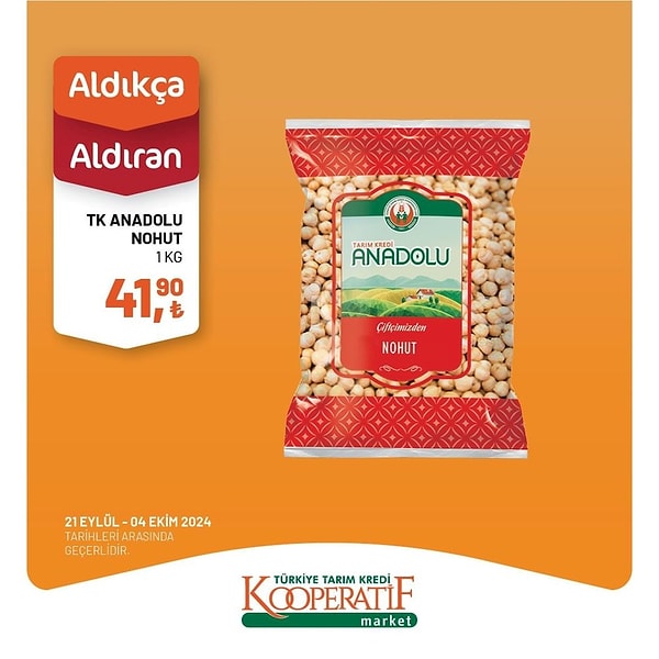 1. Tarım Kredi Kooperatif Marketleri'nin 4 Ekim'e kadar sürecek indirimleri şöyle👇