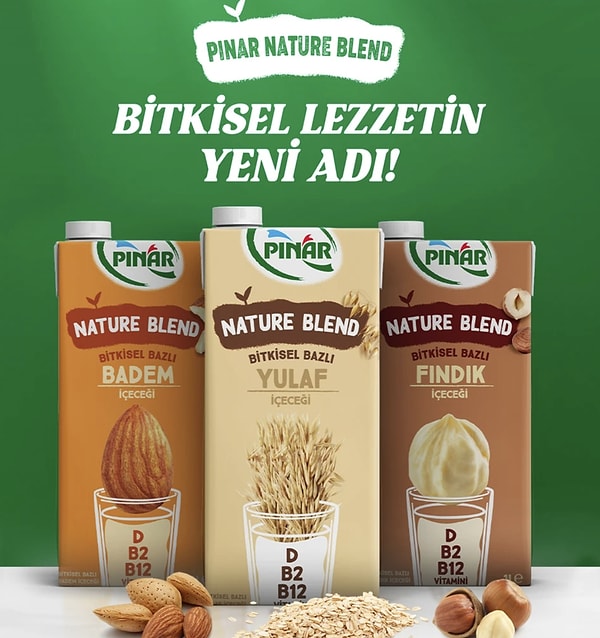 Pınar Nature Blend Bitkisel Bazlı Badem Içeceği 1 L Vegan Laktozsuz