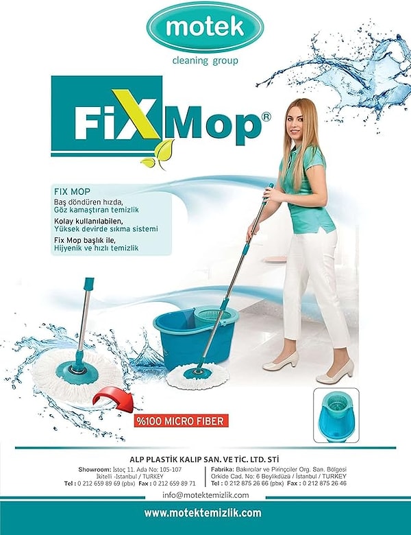 Fix Mop Set Motek Döner Başlıklı Pratik Temizlik Seti