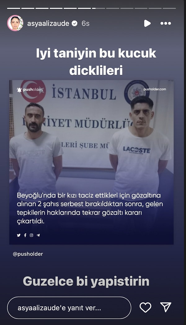 Alizade bugün yaşanan taciz olayına tepki gösterdi.