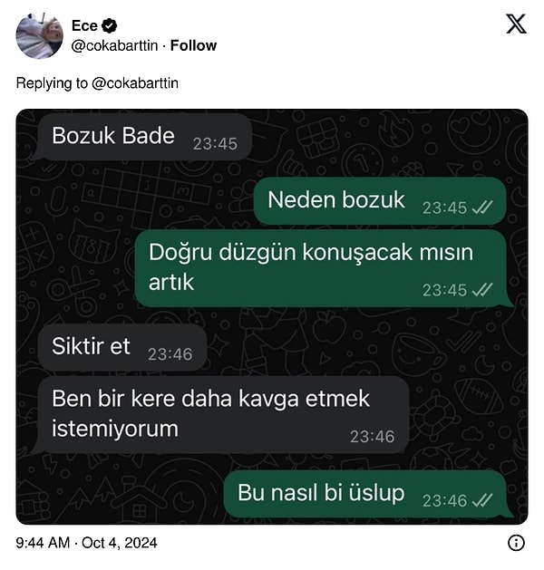 "Kavga etmek istemiyorum" 👇