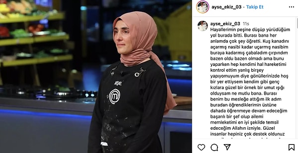 İşte MasterChef Ayşe'nin veda paylaşımı: