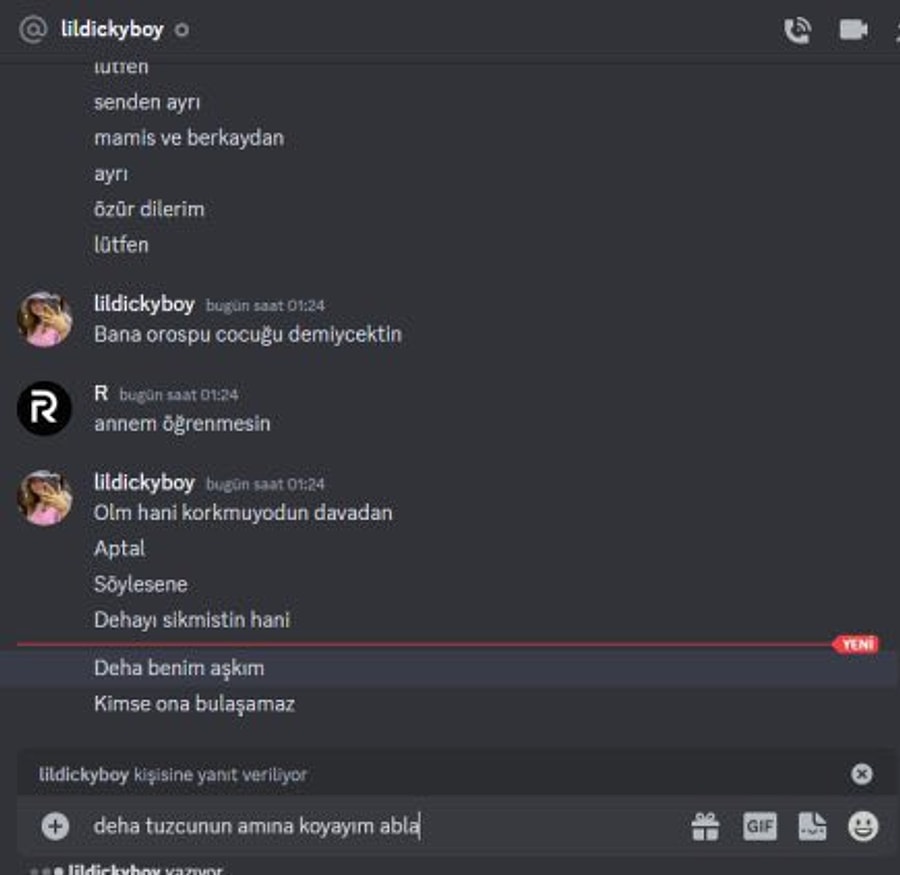 Fakat Discord'da @lildickyboy kullanıcı adına sahip olduğu iddia edile...