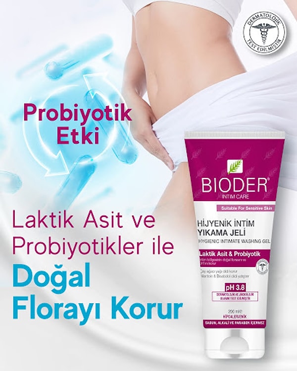 1. Bioder Hijyenik İntim Yıkama Jeli Laktik Asit ve Probiyotikler ile Doğal Florayı Korur!