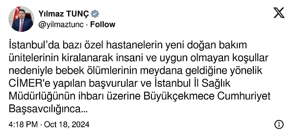 Bakan Yılmaz Tunç, Yenidoğan Çetesi ile ilgili son gelişmeyi aktardı. Tunç’un açıklamasına göre 47 şüphelinden 22’si tutuklandı.