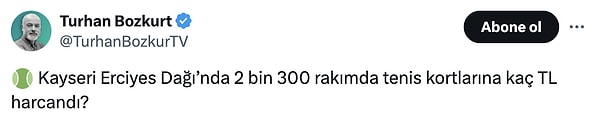 Erciyes Dağı'ndaki 2.300 rakımlı 12 tenis kortuna ne kadar harcandığı da gazetecilerin sorduğu sorular arasındaydı! 👇