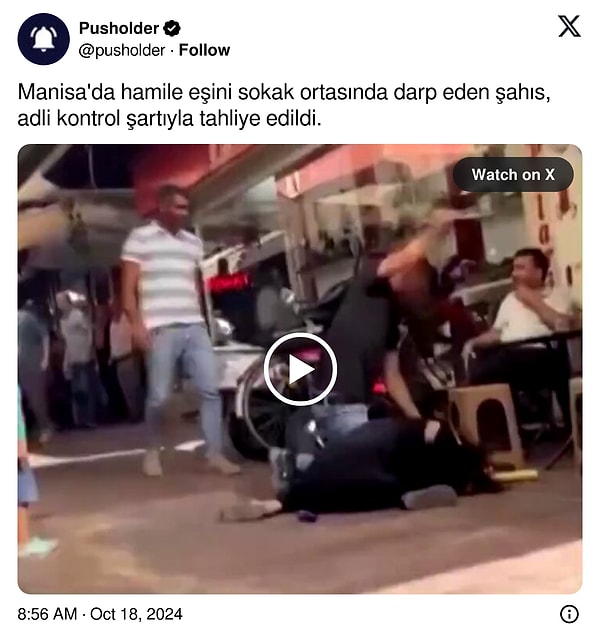 Bir ''Türkiye klasiği'' olarak, hamile eşini sokak ortasında darp eden şahsın adli kontrol şartıyla tahliye edildiği haberi geldi👇