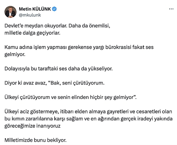 Metin Külünk'ün paylaşımı 👇