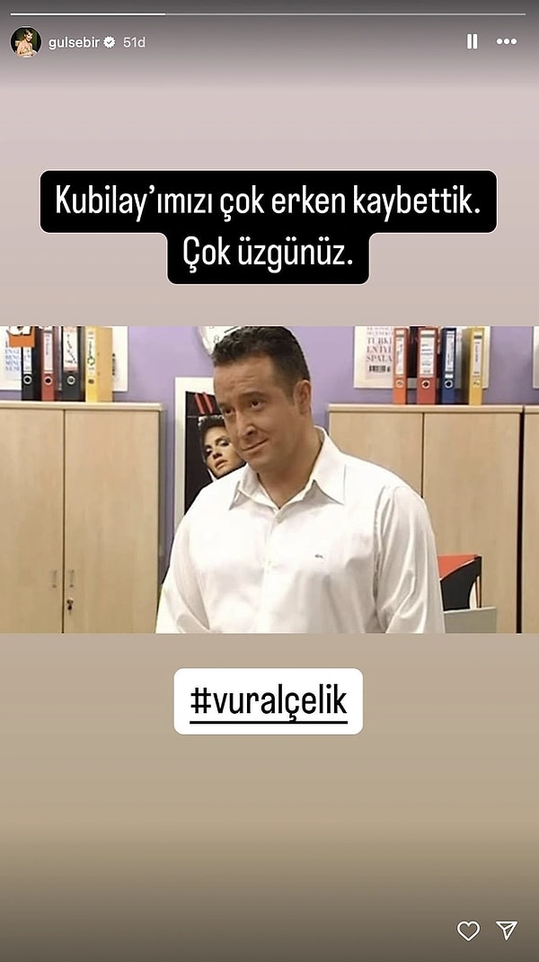 Yaşanan bu acı olayın ardından ilk paylaşım Avrupa Yakası'nda birlikte rol aldığı Gülse Birsel'den gelmişti. Ancak bu acı olayın ardından hemen Gülse Birsel ve Vural Çelik arasındaki küslük de gündem olmuştu.