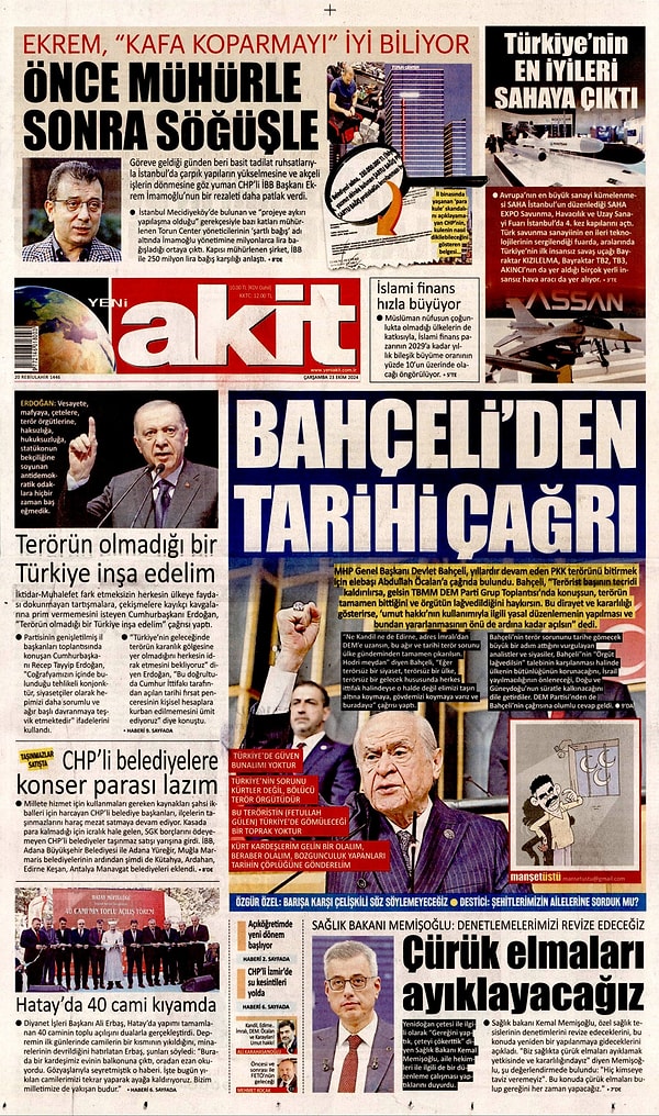 Yeni Akit: “Bahçeli’den Tarihi Çağrı”👇🏻