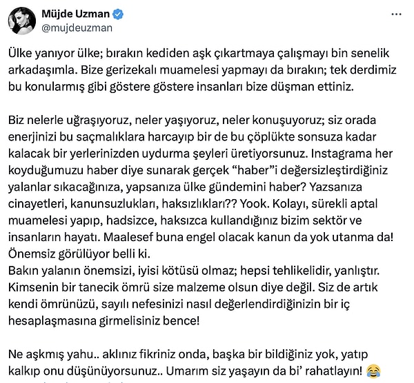 Müjde Uzman aşk iddialarına ateş püskürdü.