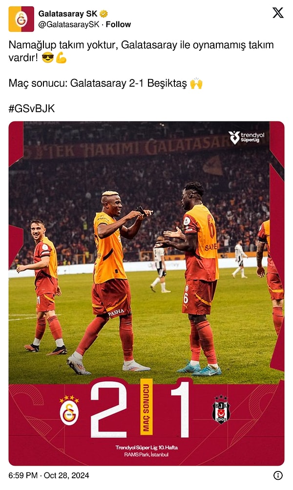 Galatasaray'ın paylaşımı 👇