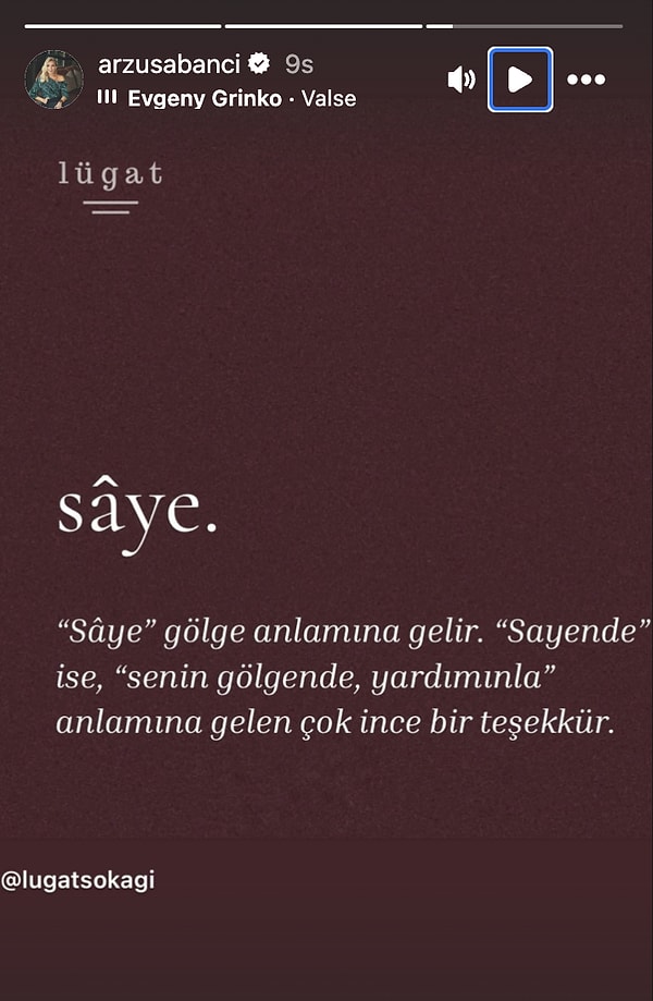 'Sayende' kelimesinin kökü olan 'saye'nin anlamını paylaşan Arzu Sabancı'nın bu hareketi Hakan Sabancı'yla ilişki yaşayan Hande Erçel'e gönderme olarak algılanmasının yanında, pek bir manidar bulundu!