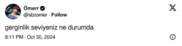 Ama belki de gerginliğimizi mizah yoluyla aşmanın zamanı gelmiştir! İşte gerginlik seviyelerimizi eğlenceli bir dille özetleyen Twitter kullanıcıları👇