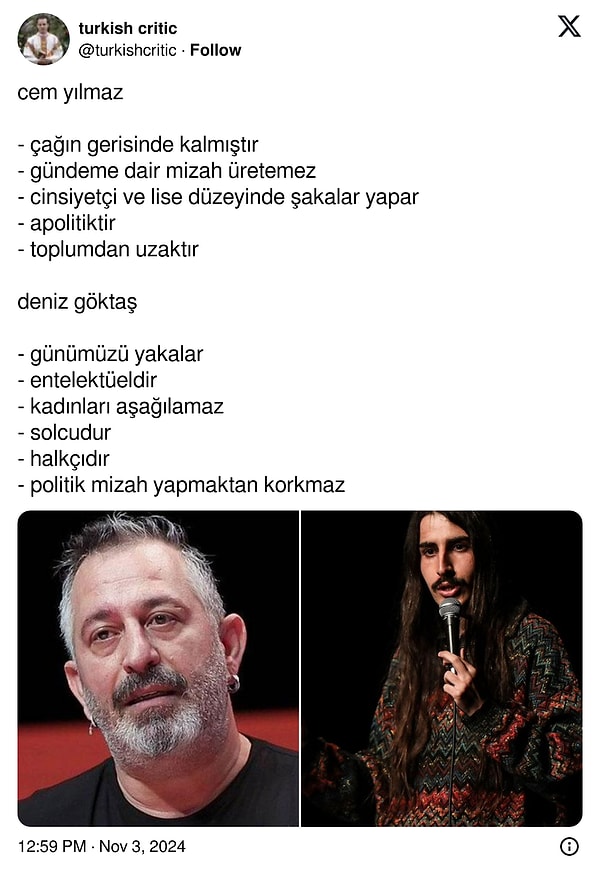 Ayrıca son yılların parlayan yıldızı Deniz Göktaş'ın da bu yönlerden daha başarılı olduğunu belirtti.