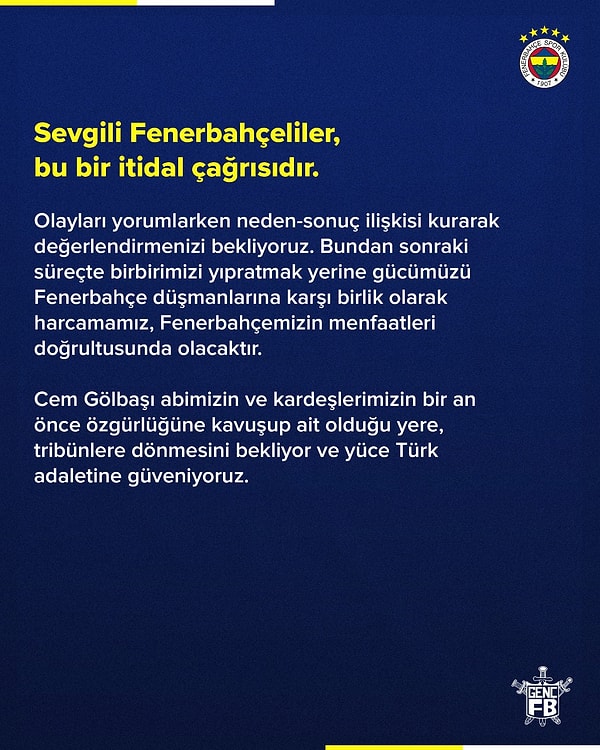 "Cem abimizi tribünlere bekliyor ve yüce Türk adaletine güveniyoruz"