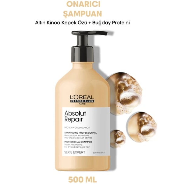 2. L'oreal Professionnel Serie Expert Absolut Repair Yıpranmış Saçlar için Onarıcı Şampuan 500 ml