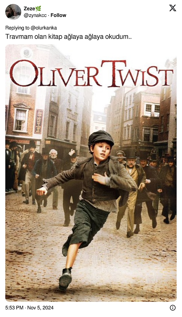 Oliver Twist de dünya klasiklerinden.