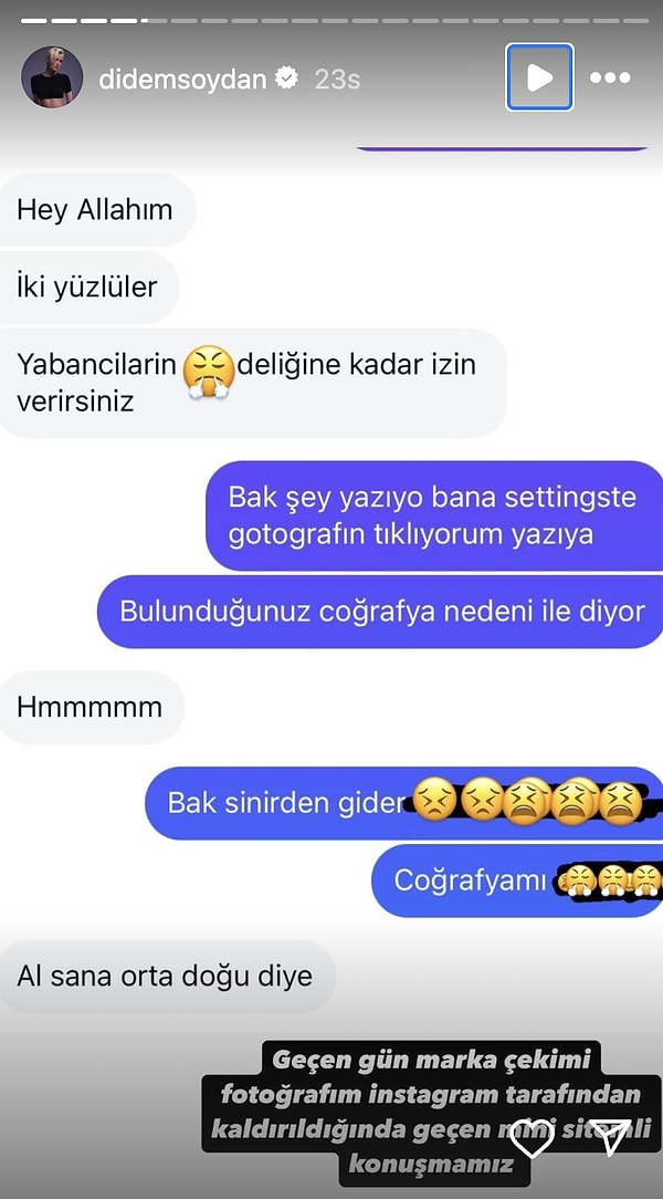 Benzer konudan ağzı yanan Didem Soydan, o dönemki mesajlaşmalarının da ekran görüntüsü paylaştı.