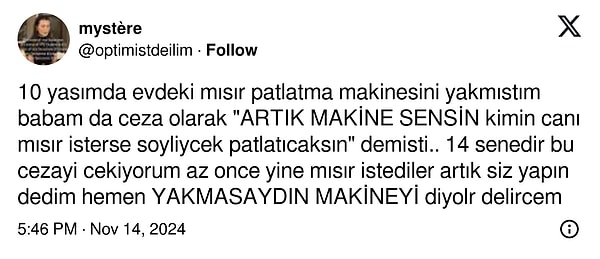 Sen makinasın makina.