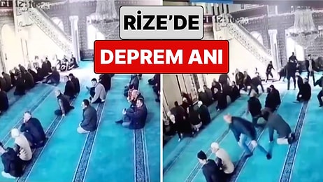 Rize'de Meydana Gelen 4.7 Büyüklüğündeki Deprem Sırasında Yaşanan Panik Bir Caminin Kamerasına Yansıdı