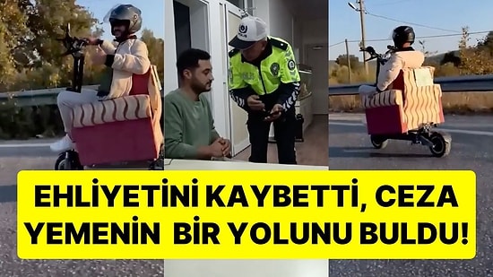 Ehliyetini Kaybetti, Ceza Yemenin Bir Yolunu Buldu! Trafik Ekipleri, Scootera Koltuk Takan Kişiye Ceza Yazdı