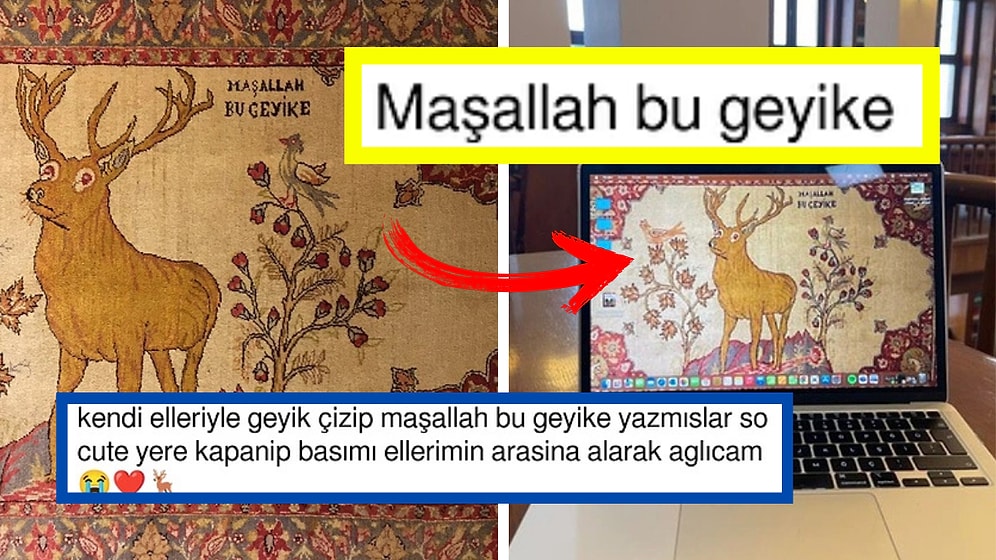 Bizim Minimum Hayvan Sevgisi: "Maşallah Bu Geyiğe" Yazılı Türk Halısı Goygoy Malzemesi Oldu