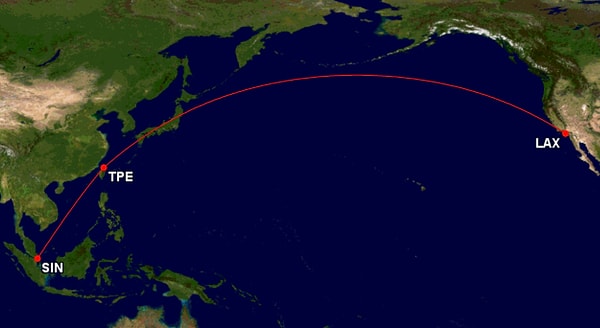 9. Los Angeles - Singapur: Kıtalar arası uzun bir köprü