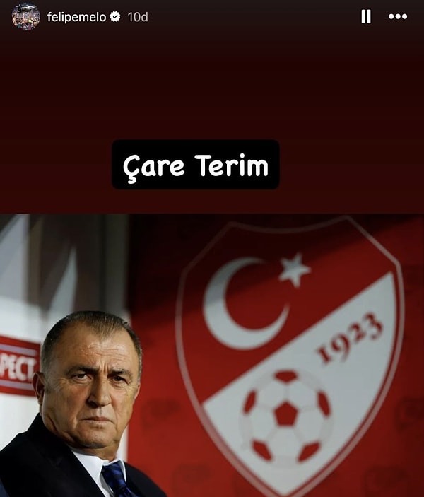 Brezilyalı futbolcu, sosyal medya hesabında eski teknik direktörü Fatih Terim'in Montella'nın yerine geçmesi gerektiğini belirten ifade kullandı: "Çare Terim." 👇