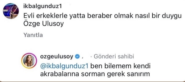 İşte sosyal medya kullanıcısının yorumu ve Özge Ulusoy'un yanıtı! 👇🏻