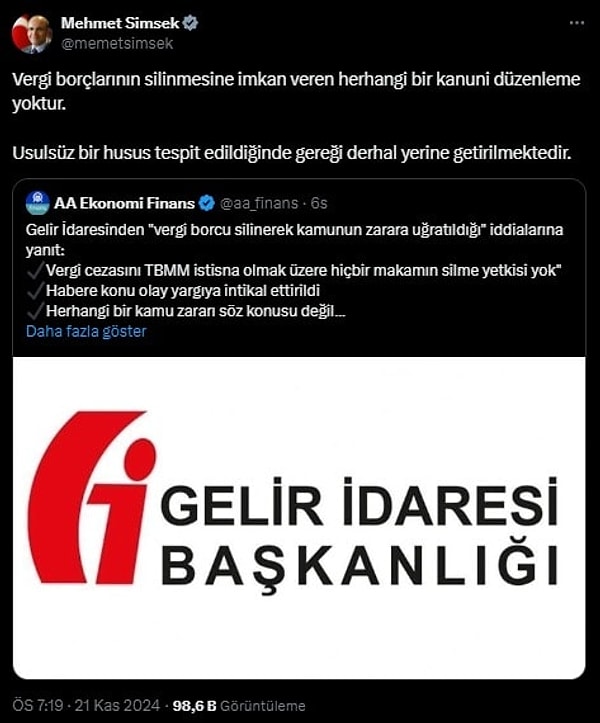 İşte o paylaşım: