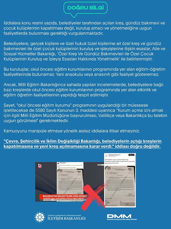 Dezenformasyonla Mücadele Merkezi ise bu iddiaların yanlış olduğunu öne sürdü.