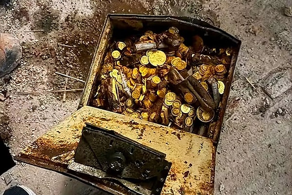 Inside the rusty box was a 30-kilogram pile of pure gold coins valued at £2 million!