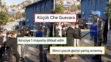 Emniyet Gezisinde Eline Cop Verilen Çocuğun Polis Barikatına Vurduğu Görüntüler Twitter’ın Diline Düştü