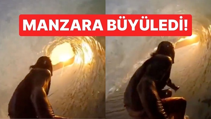 Manzara Büyüledi! Dalganın İçinden Geçen Sörfçü O Anları Kayda Aldı