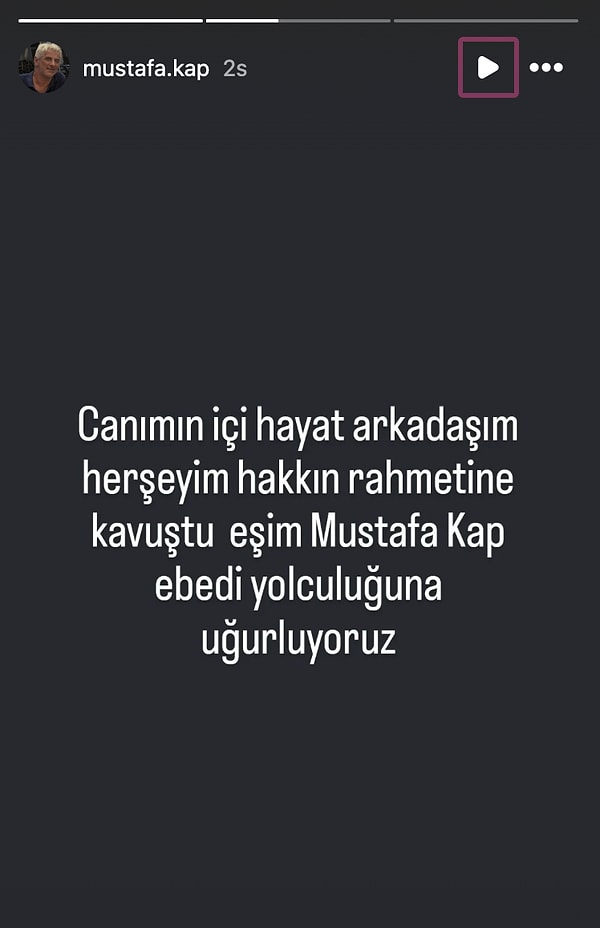 Geçirdiği kalp krizi sonucu hayatını kaybeden Mustafa Kap'ın acı haberini eşi Arzu Kap yaptığı paylaşımla duyurdu.