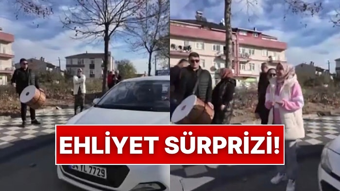 Üçüncü Denemesinde Ehliyet Sınavını Geçince Arkadaşları Davul Zurnayla Kutladı