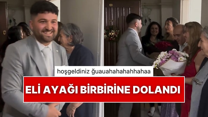 Kız İsteme Töreninde Heyecanına Yenik Düşen Damat Kapıdan Girince Hoş Geldiniz Demesiyle Güldürdü