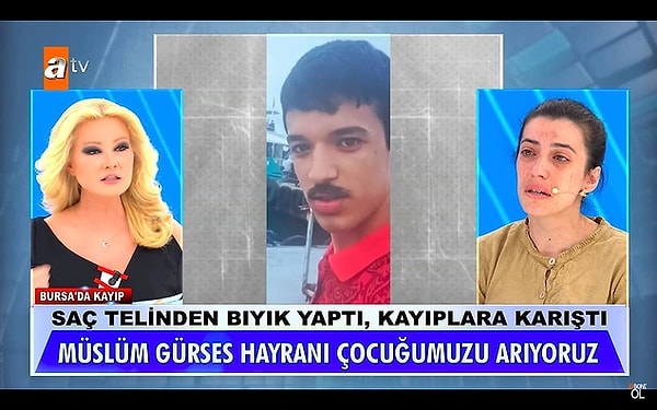 31. Müge Anlı programına katılan acılı ailenin 15 yaşındaki kayıp oğulları Kaan Çam'ı aramak için kollarını sıvadı. Bugün açıklanan bilgilere göre, Kaan'ın Nişantaşı ve Şişli gibi semtlerde saçından yaptığı Müslüm bıyıkları ile ünlü oyuncu Farah Zeynep Abdullah'ın sevgilisi olduğunu söyleyerek dolaştığı öğrenildi.