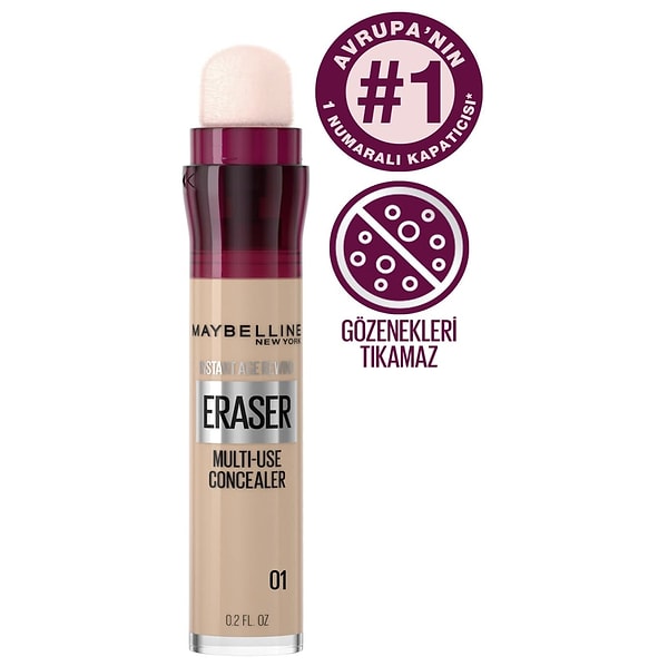 Maybelline New York Instant Anti Age Eraser Kapatıcı ile cildindeki kusurları mükemmel şekilde gizle, ışıltı kazandır ve kontür yaparak doğal bir ışıltı yarat.