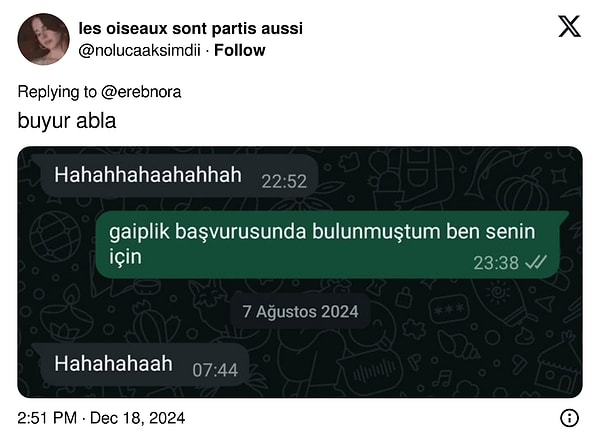 Çok hızlı bir cevap olmuş...