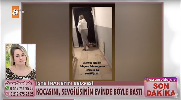 Beyzanur, kocasını bastığı anlarda başka bir kişi onu videoya aldı. O görüntüler de ekranda izleyiciler ile paylaşıldı.